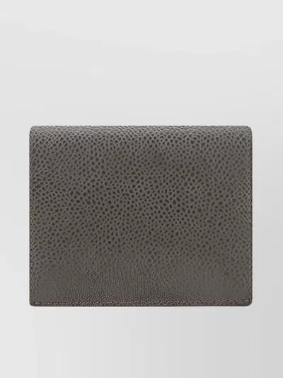 Thom Browne Leather Billfold Card Holder In Gray