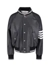 Thom Browne Coat Contrast Stripes Raglan Sleeves Pockets In Black