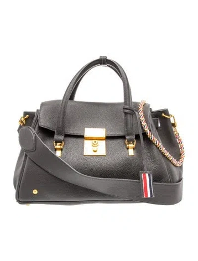Pre-owned Thom Browne Leather Bolton Medium In Black