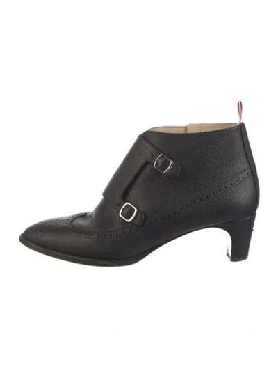 Pre-owned Thom Browne Leather Boots In Black