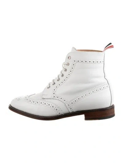 Pre-owned Thom Browne Leather Boots In White