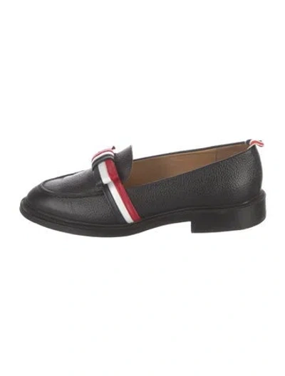 Pre-owned Thom Browne Leather Bow Accents Loafers In Blue