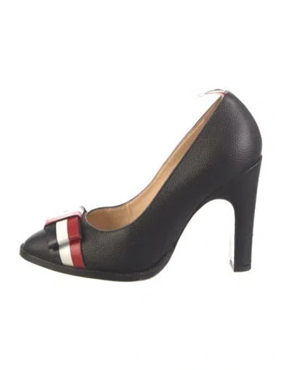 Pre-owned Thom Browne Leather Bow Accents Pumps In Black