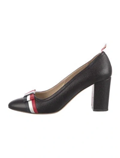 Pre-owned Thom Browne Leather Bow Accents Pumps In Black