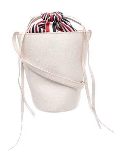 Pre-owned Thom Browne Leather Bucket Bag In Neutrals