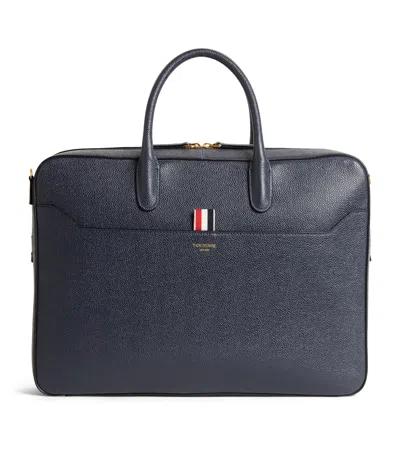 Thom Browne Leather Business Bag In Gray