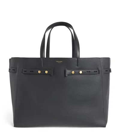 Thom Browne Leather Cabas Tote Bag In Orange
