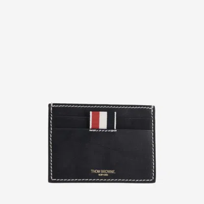 Thom Browne Leather Card Case In Blue