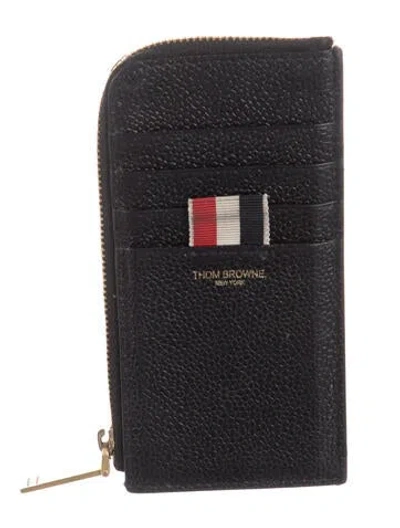 Pre-owned Thom Browne Leather Card Holder In Black