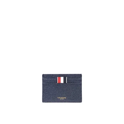Thom Browne Leather Card Holder In Blue