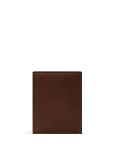 Thom Browne Leather Card Holder In Brown