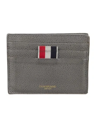 Pre-owned Thom Browne Leather Card Holder In Gray