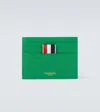 Thom Browne Leather Card Holder In Green