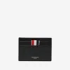 Thom Browne Leather Card Holder With Logo In Brown