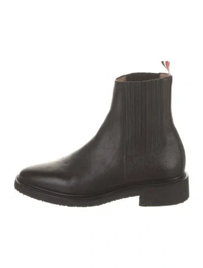 Pre-owned Thom Browne Leather Chelsea Boots In Black