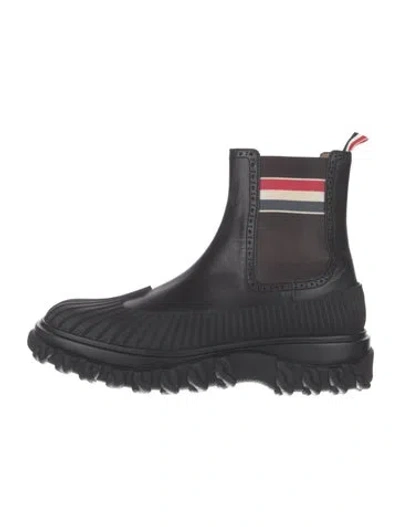Pre-owned Thom Browne Leather Chelsea Boots In Black