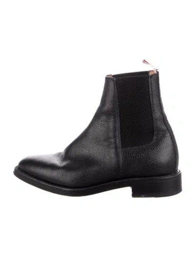 Pre-owned Thom Browne Leather Chelsea Boots In Black