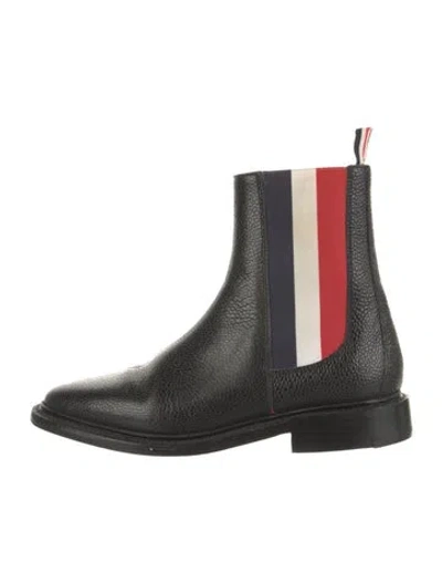Pre-owned Thom Browne Leather Chelsea Boots In Black