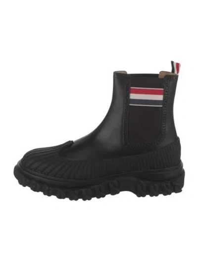 Pre-owned Thom Browne Leather Chelsea Boots In Black