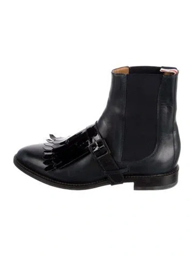 Pre-owned Thom Browne Leather Chelsea Boots In Blue