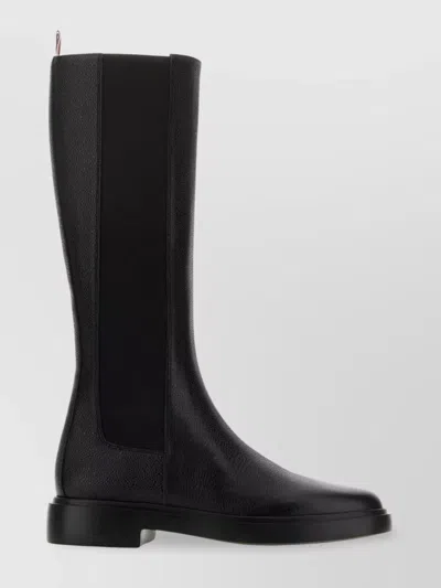 THOM BROWNE LEATHER CHELSEA BOOTS WITH ELASTIC SIDE PANELS