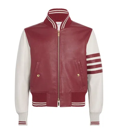THOM BROWNE LEATHER CLASSIC BOMBER JACKET