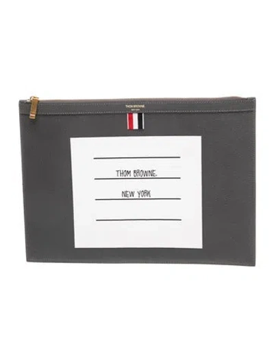 Pre-owned Thom Browne Leather Clutch In Black