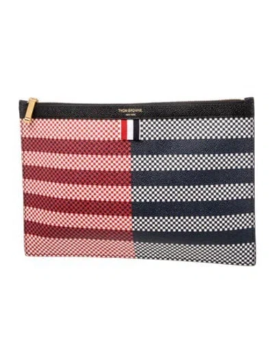 Pre-owned Thom Browne Leather Clutch In Blue