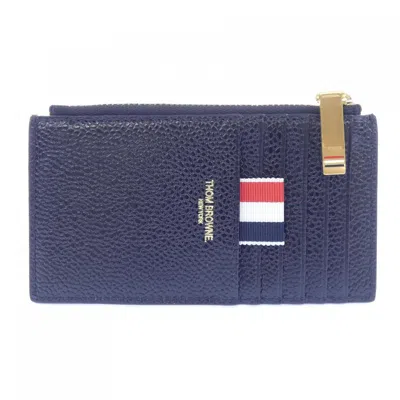 Thom Browne Leather Coin Case In Blue