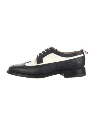 Pre-owned Thom Browne Leather Colorblock Pattern Oxfords In Black