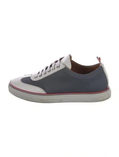 Pre-owned Thom Browne Leather Colorblock Pattern Sneakers In Blue