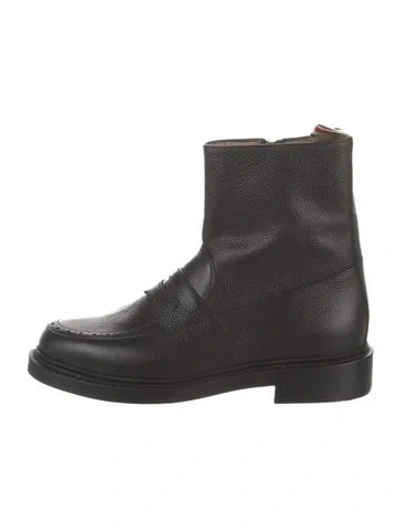 Pre-owned Thom Browne Leather Combat Boots In Black