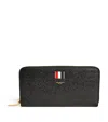 Thom Browne Leather Continental Zip Wallet In Black