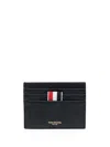Thom Browne Pebble Grain Leather Single Card Holder In Black