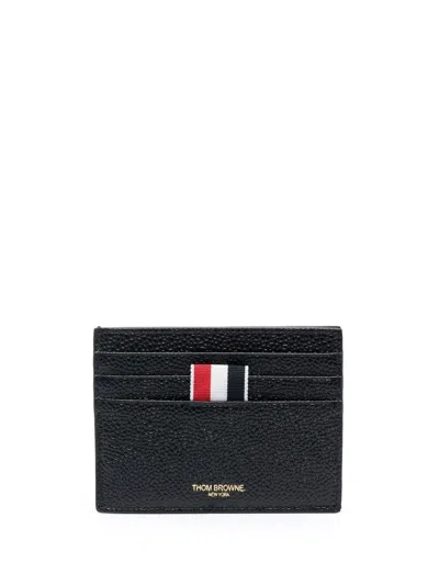 Thom Browne Leather Credit Card Case In Black