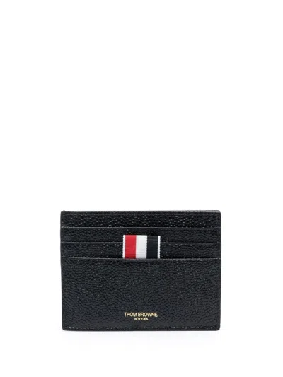 Thom Browne Leather Credit Card Case In Black