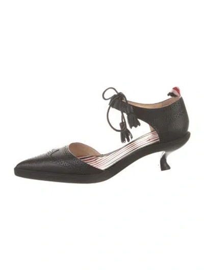 Pre-owned Thom Browne Leather D'orsay Pumps In Black