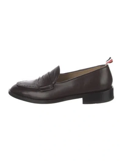 Pre-owned Thom Browne Leather Dress Loafers In Burgundy