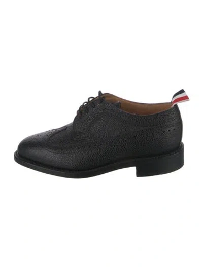 Pre-owned Thom Browne Leather Eyelet Trim Oxfords In Black