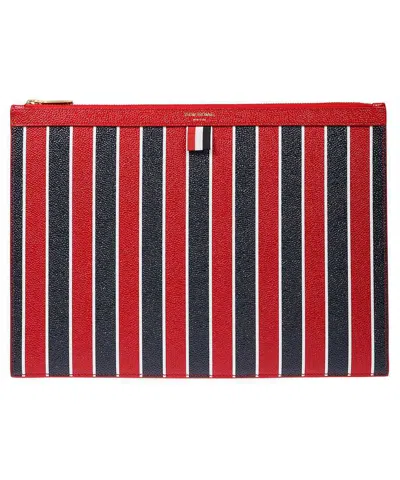 Thom Browne Leather Flat Pouch In Multicolor