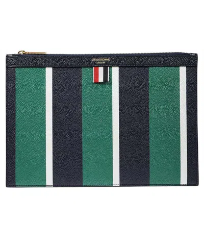 Thom Browne Leather Flat Pouch In Multicolor