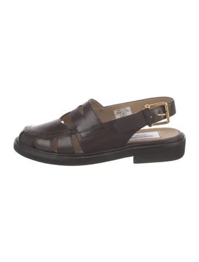 Pre-owned Thom Browne Leather Flats In Black