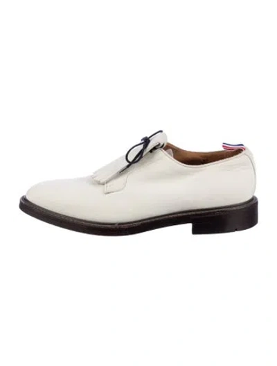 Pre-owned Thom Browne Leather Fringe Trim Accent Oxfords In Neutral