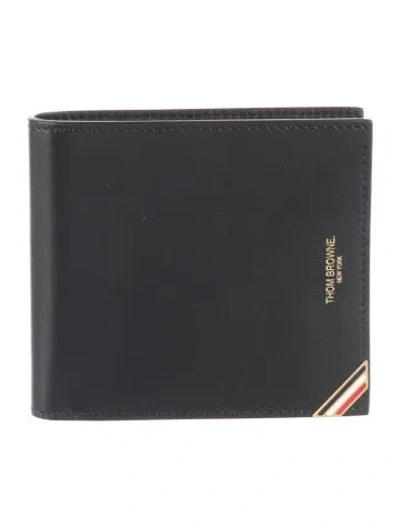 Pre-owned Thom Browne Leather Graphic Print Bifold Wallet In Black