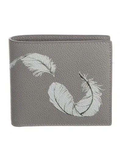 Pre-owned Thom Browne Leather Graphic Print Bifold Wallet In Grey