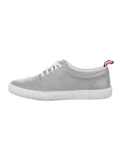 Pre-owned Thom Browne Leather Grosgrain Trim Sneakers In White