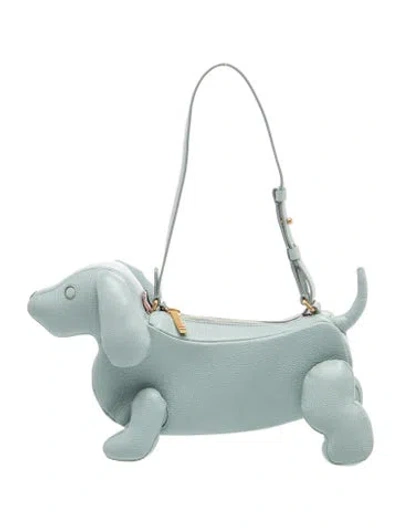 Pre-owned Thom Browne Leather Hector Baguette Mini In Blue