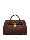 Thom Browne Leather Holdall Bag In Brown