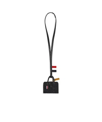 Thom Browne Leather Keyring In Black