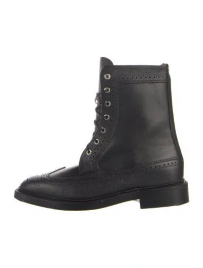 Pre-owned Thom Browne Leather Lace-up Boots In Black